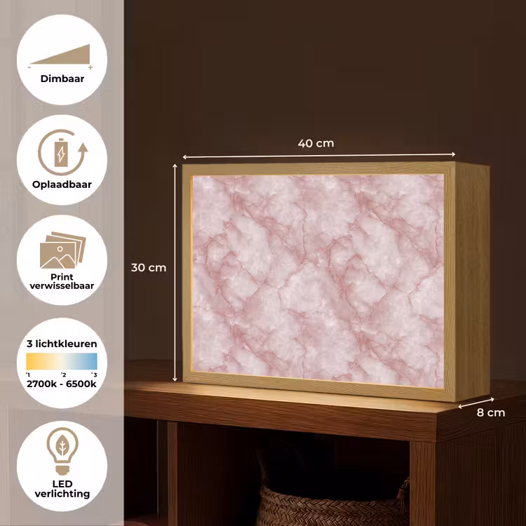 Lightbox - Wandlamp - Roze - Kwartsmarmer - Aders — 10