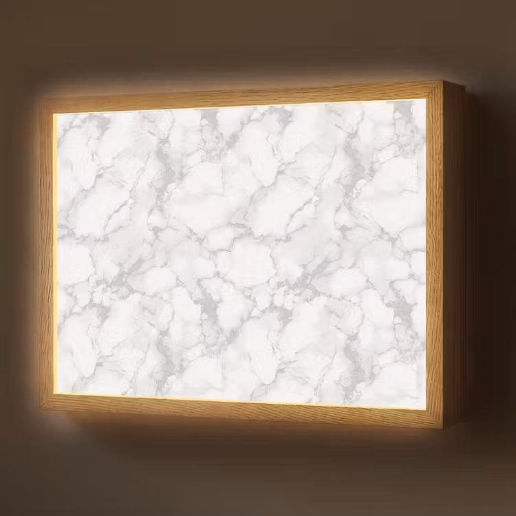 Lightbox - Wandlamp - Wit - Marmer - Grijs — 1