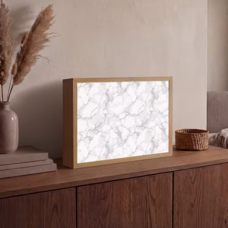 Lightbox - Wandlamp - Wit - Marmer - Grijs — 4