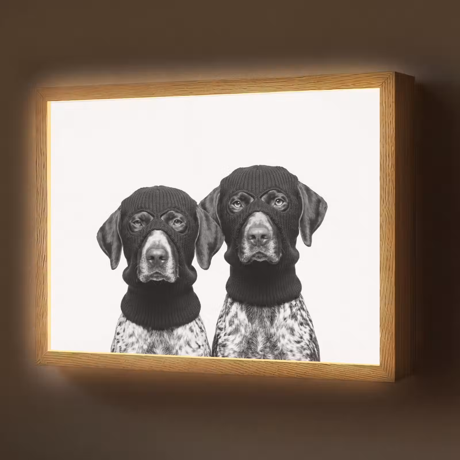 Lightbox - Wandlamp - Honden - Bivakmuts - Zwart - wit — 1