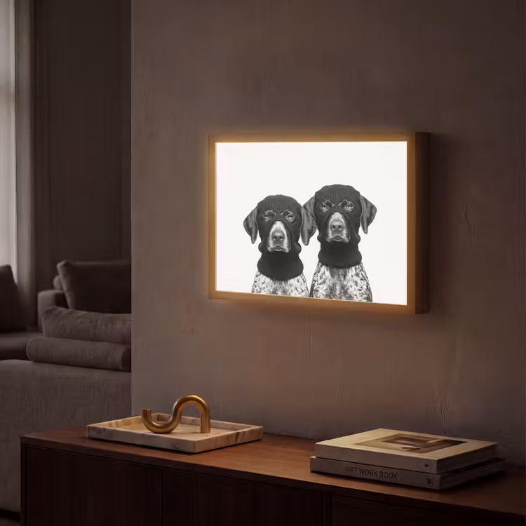 Lightbox - Wandlamp - Honden - Bivakmuts - Zwart - wit — 2
