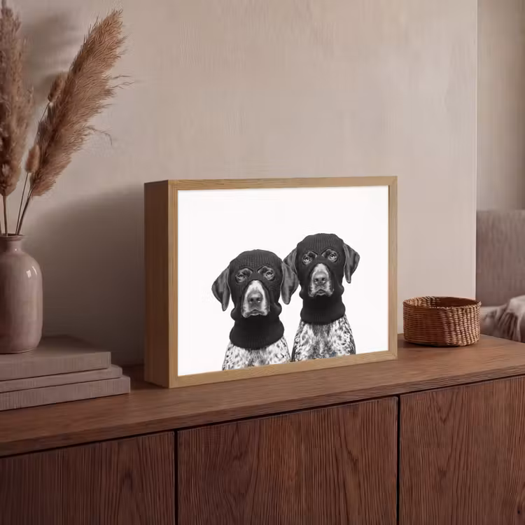 Lightbox - Wandlamp - Honden - Bivakmuts - Zwart - wit — 4