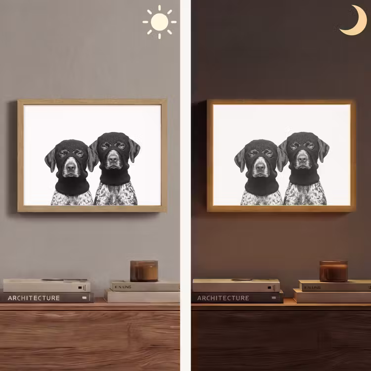 Lightbox - Wandlamp - Honden - Bivakmuts - Zwart - wit — 6