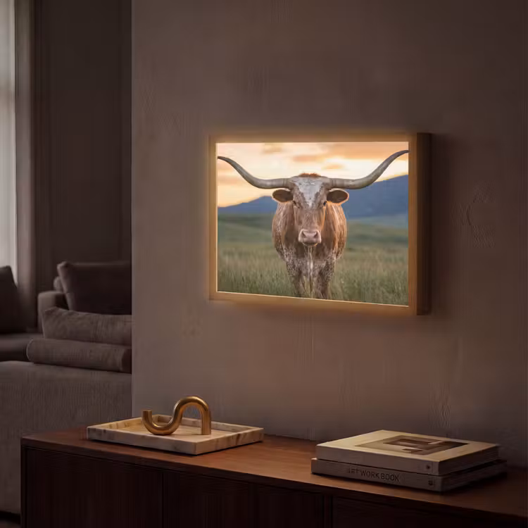 Lightbox - Wandlamp - Longhorn - Landschap - Zonsondergang — 2