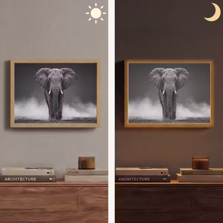 Lightbox - Wandlamp - Olifant - Zwart - Wit - Rook — 6