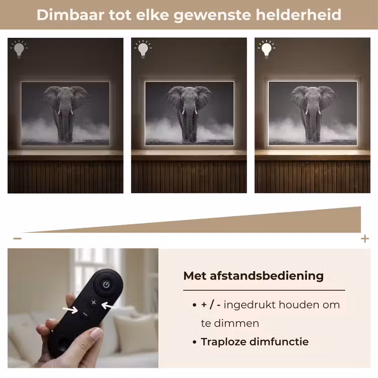 Lightbox - Wandlamp - Olifant - Zwart - Wit - Rook — 9