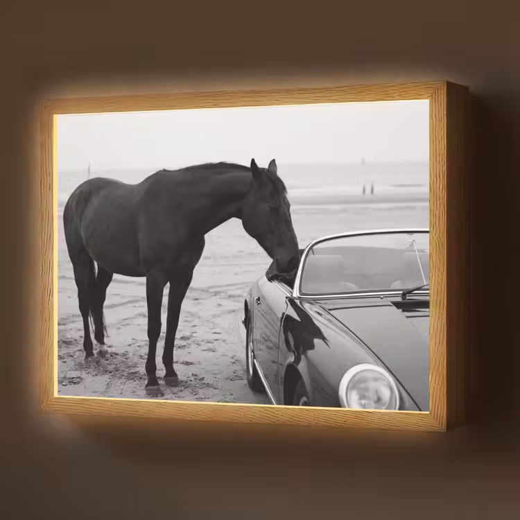 Lightbox - Wandlamp - Paard - Auto - Zwart - Wit — 1