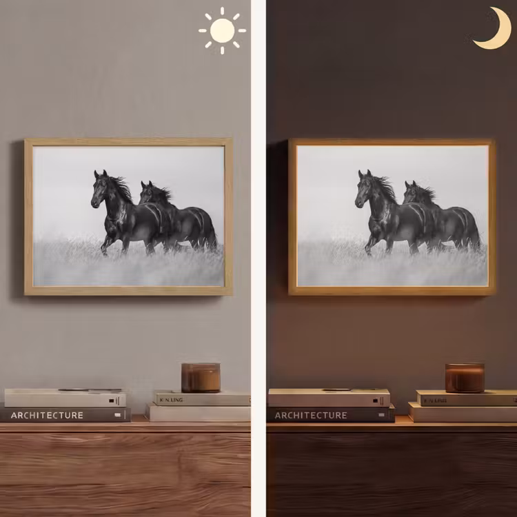 Lightbox - Wandlamp - Paarden - Gras - Zwart - Wit — 6