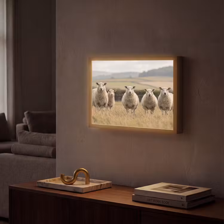 Lightbox - Wandlamp - Schapen - Weidenlandschap - Heuvels — 2