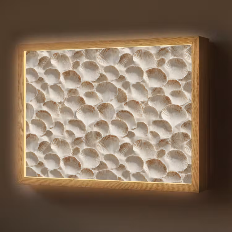 Lightbox - Wandlamp - Schelpen - Waaiervorm - Wit — 1