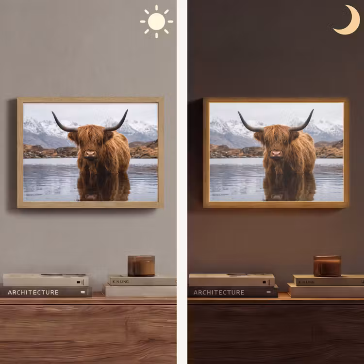 Lightbox - Wandlamp - Schotse hooglander - Bruin - Water — 6