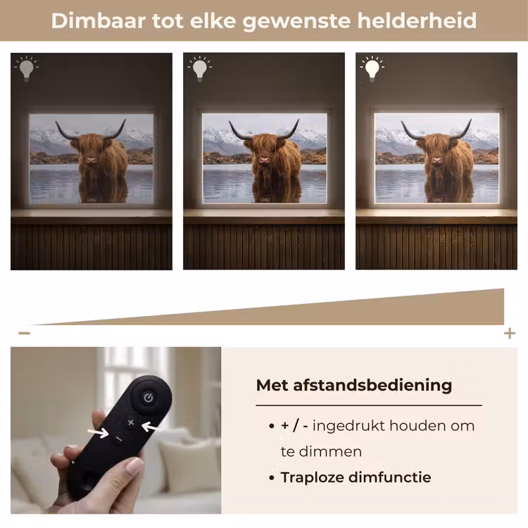 Lightbox - Wandlamp - Schotse hooglander - Bruin - Water — 9