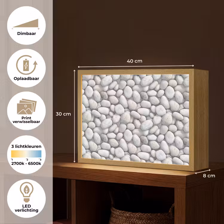 Lightbox - Wandlamp - Steentjes - Grijs - Ovaal — 10