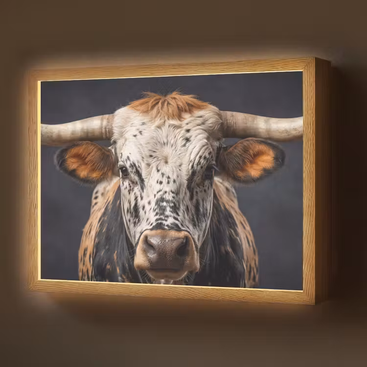 Lightbox - Wandlamp - Stier - Kleurrijk - Hoorns — 1