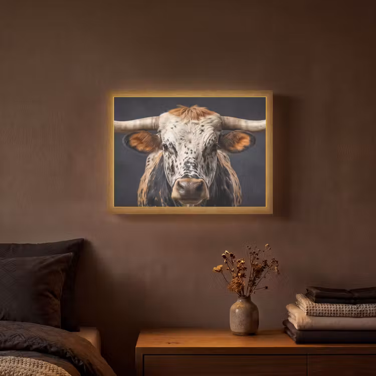 Lightbox - Wandlamp - Stier - Kleurrijk - Hoorns — 3