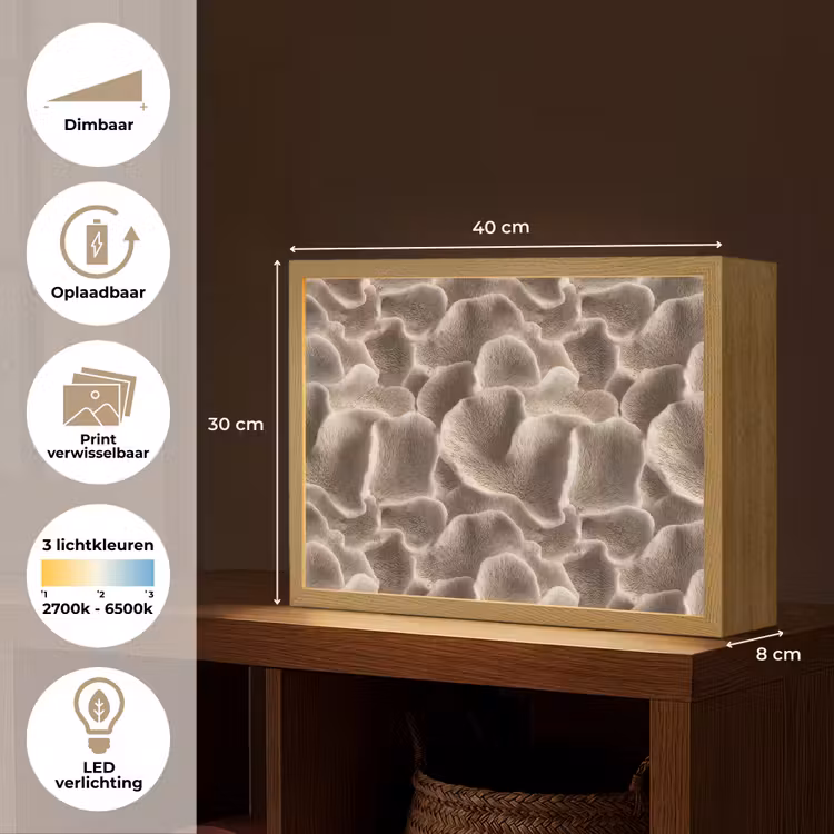 Lightbox - Wandlamp - Waaiervorm - Beige - Vezel textuur — 10