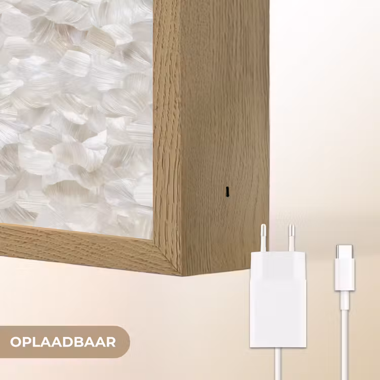Lightbox - Wandlamp - Wit - Penseelstreken - Reliëfeffect — 7