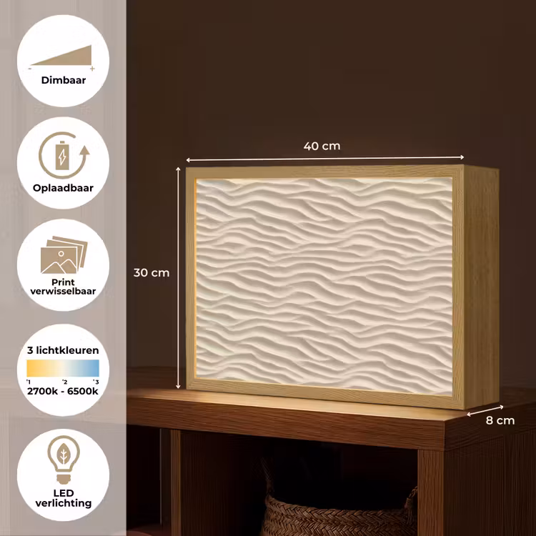 Lightbox - Wandlamp - Zand - Golven - Beige — 10