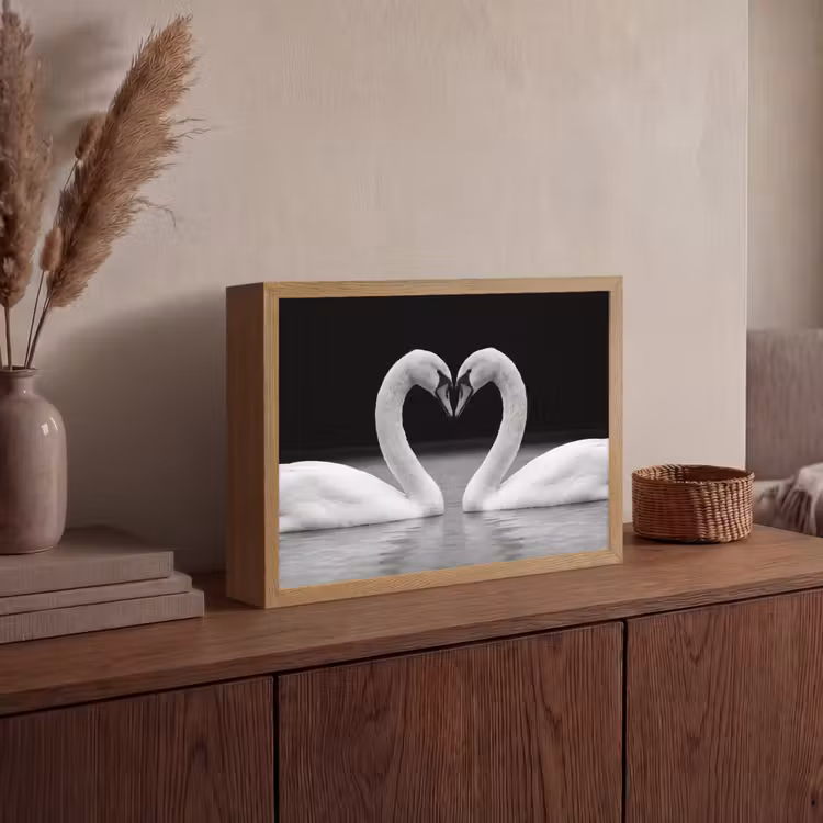 Lightbox - Wandlamp - Zwanen - Hart - Zwart - Wit — 4