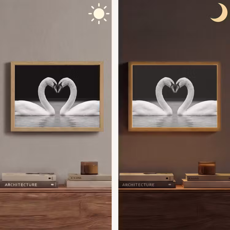 Lightbox - Wandlamp - Zwanen - Hart - Zwart - Wit — 6