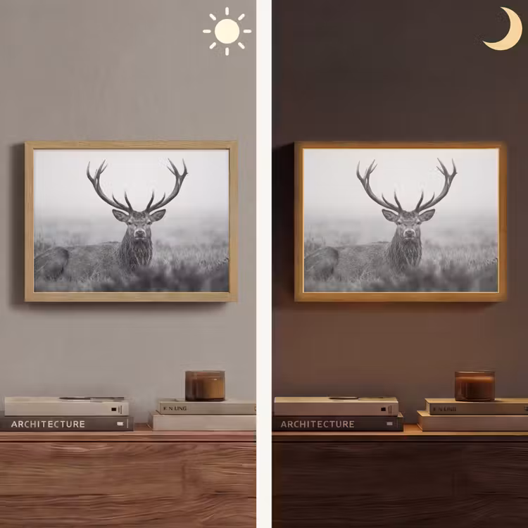 Lightbox - Wandlamp - Hert - Mistig - Zwart - Wit — 6
