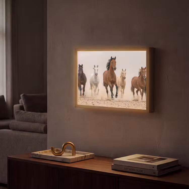 Lightbox - Wandlamp - Kudde paarden - Stofwolk - Bruin - Zwart — 2