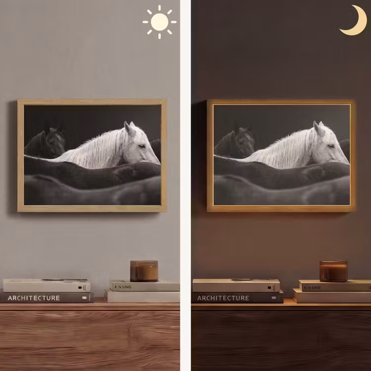 Lightbox - Wandlamp - Paarden - Zwart - Wit - Kudde — 6