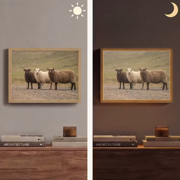 Lightbox - Wandlamp - Schapen - Bruin - Wit - Grindpad — 6