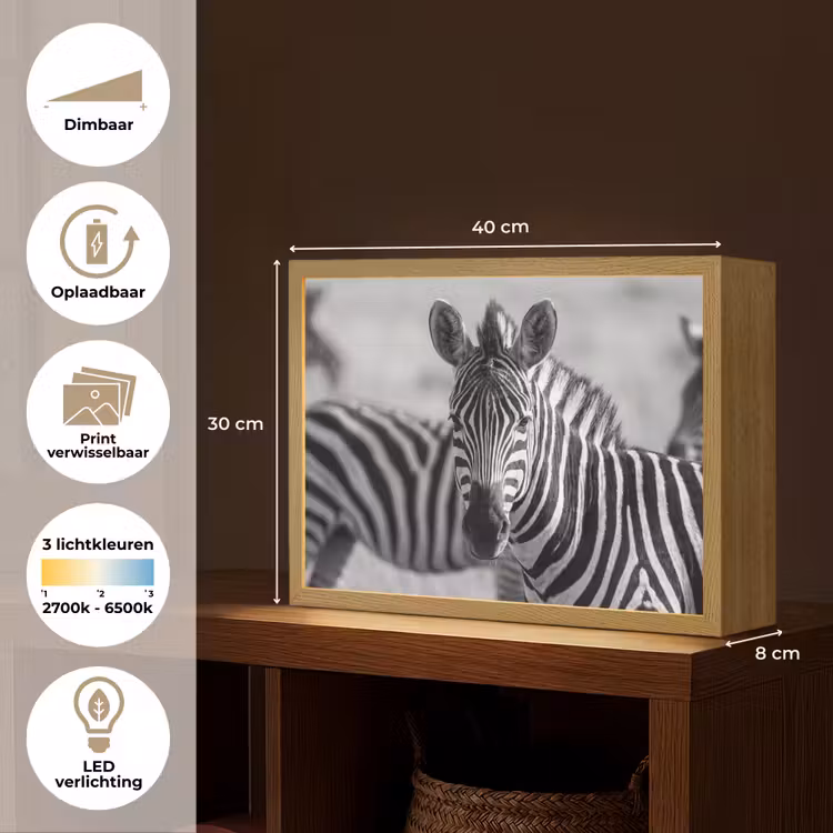 Lightbox - Wandlamp - Zebra's - Zwart - Wit — 10