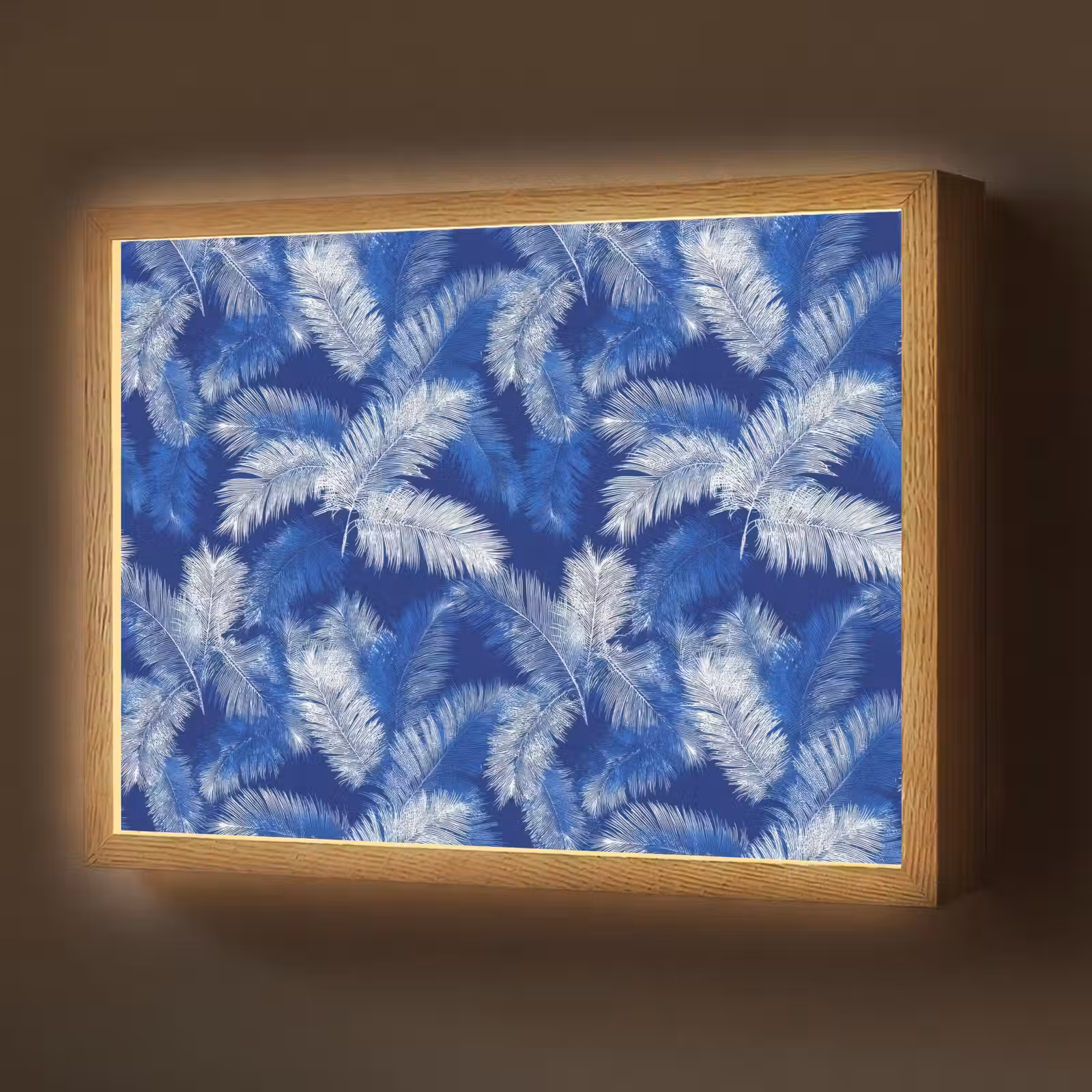 Lightbox - Wandlamp - Palmblad - Patroon - Blauw — 1