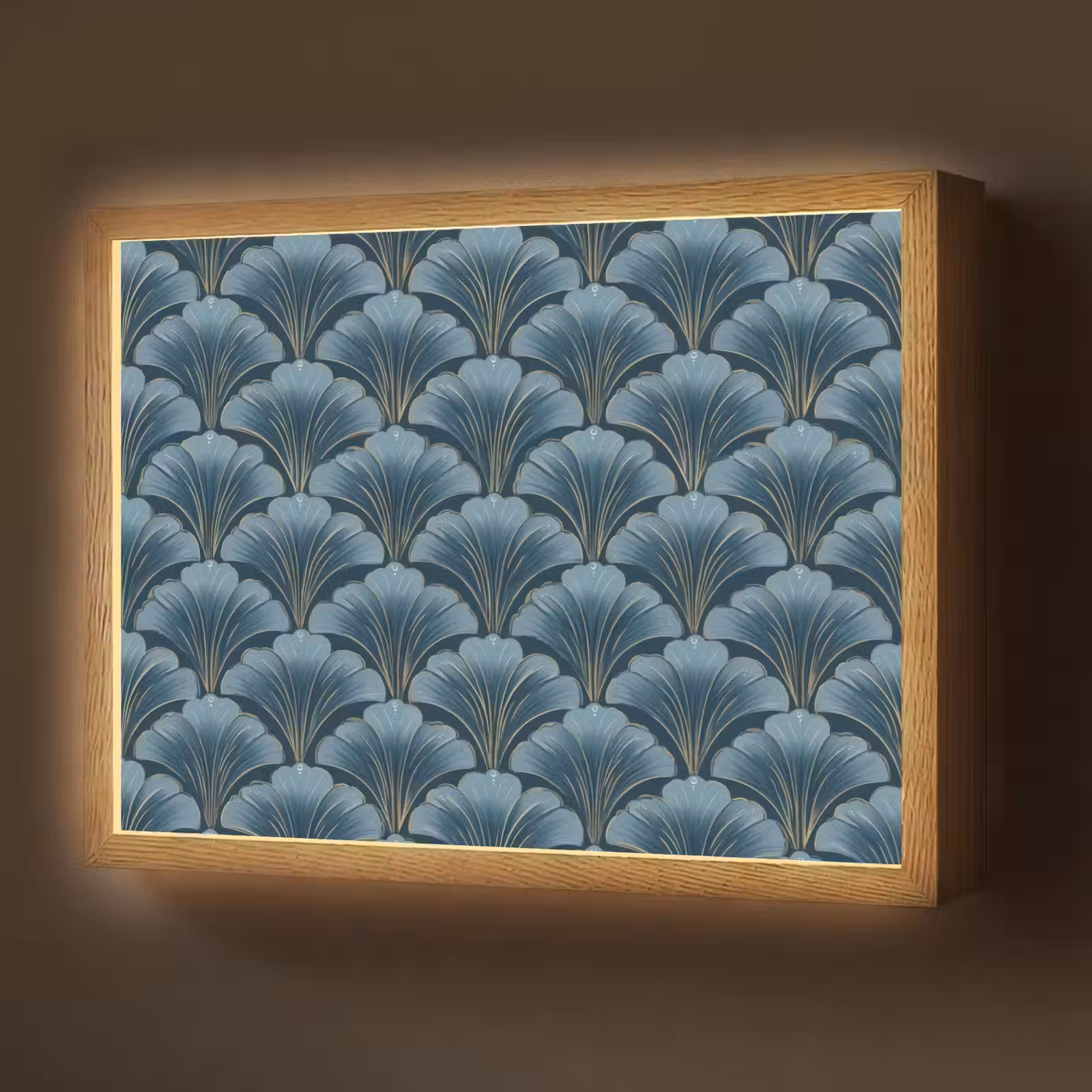 Lightbox - Wandlamp - Patroon - Ginkgoblad - Blauw — 1