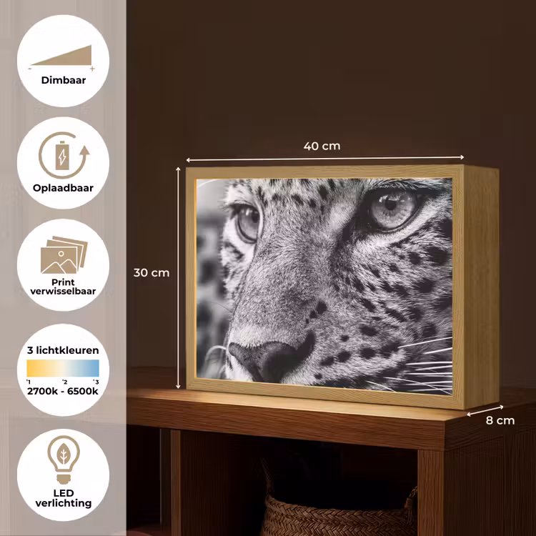 Lightbox - Wandlamp - Luipaard - Zwart - Wit - Oog — 10