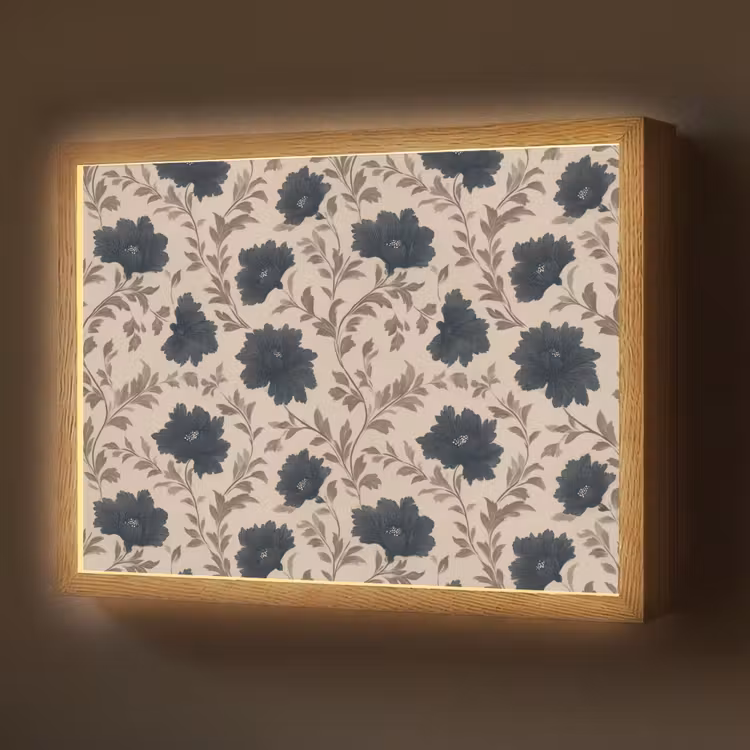 Lightbox - Wandlamp - Motief - Bloemen - Zwart - Beige — 1