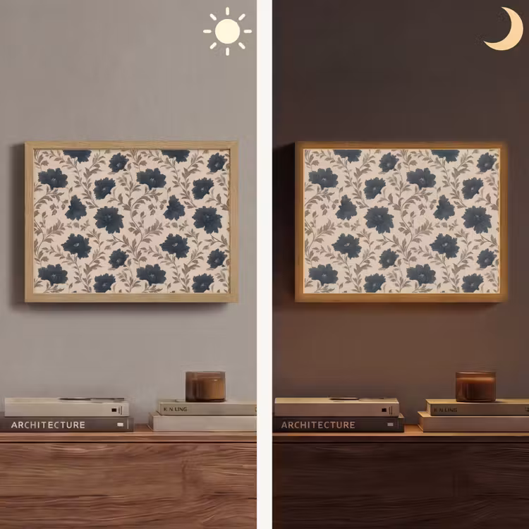 Lightbox - Wandlamp - Motief - Bloemen - Zwart - Beige — 6