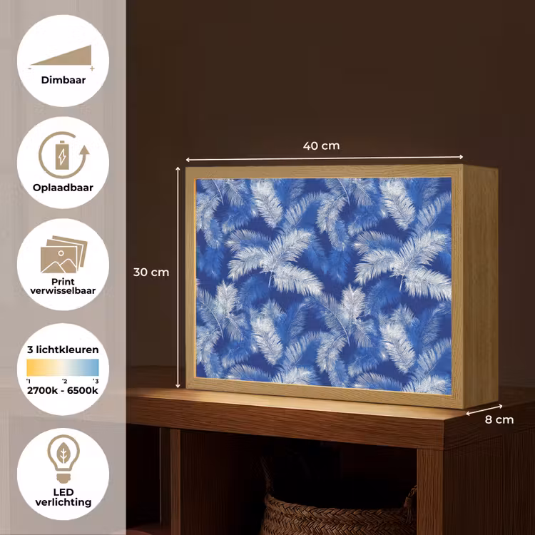 Lightbox - Wandlamp - Palmblad - Patroon - Blauw — 10