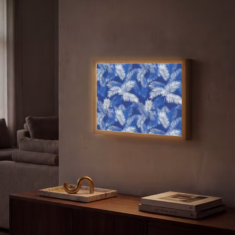 Lightbox - Wandlamp - Palmblad - Patroon - Blauw — 2