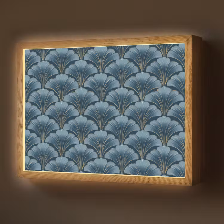 Lightbox - Wandlamp - Patroon - Ginkgoblad - Blauw — 1