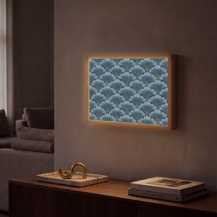 Lightbox - Wandlamp - Patroon - Ginkgoblad - Blauw — 2