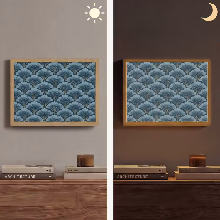 Lightbox - Wandlamp - Patroon - Ginkgoblad - Blauw — 6