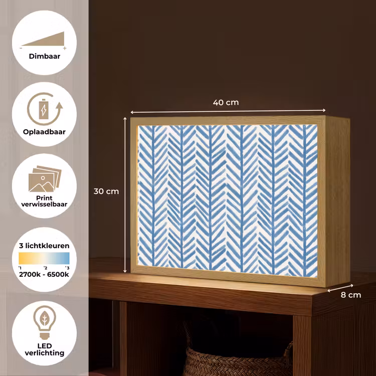 Lightbox - Wandlamp - Patroon - Streep - Blauw — 10