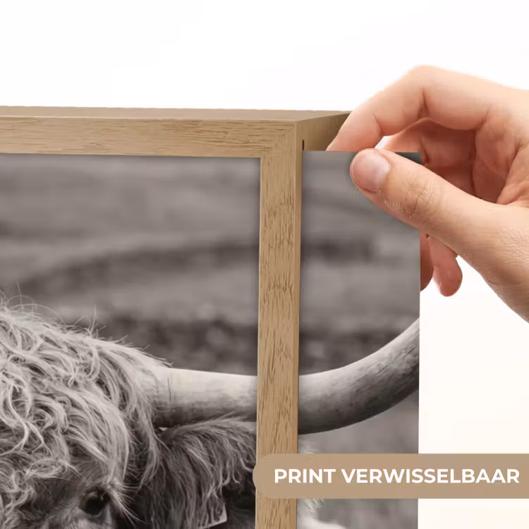 Lightbox - Wandlamp - Schotse hooglander - Zwart - Wit - Hout — 5