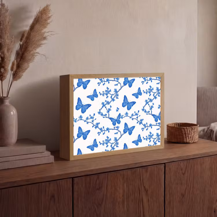 Lightbox - Wandlamp - Vlinder - Bloemen - Blauw — 4