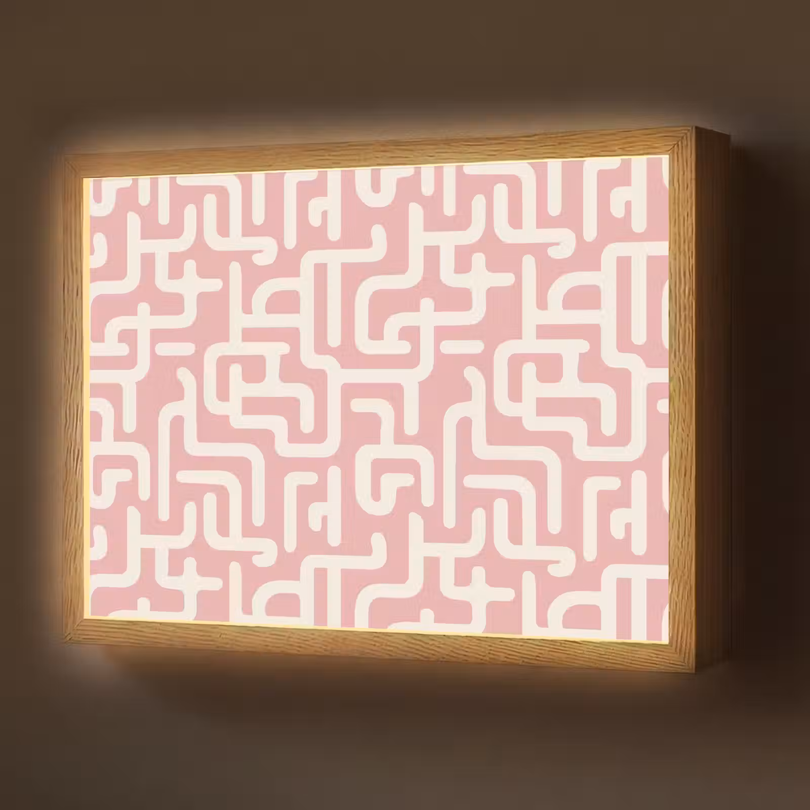Lightbox - Wandlamp - Doolhofpatroon - Roze - Wit - Abstract — 1