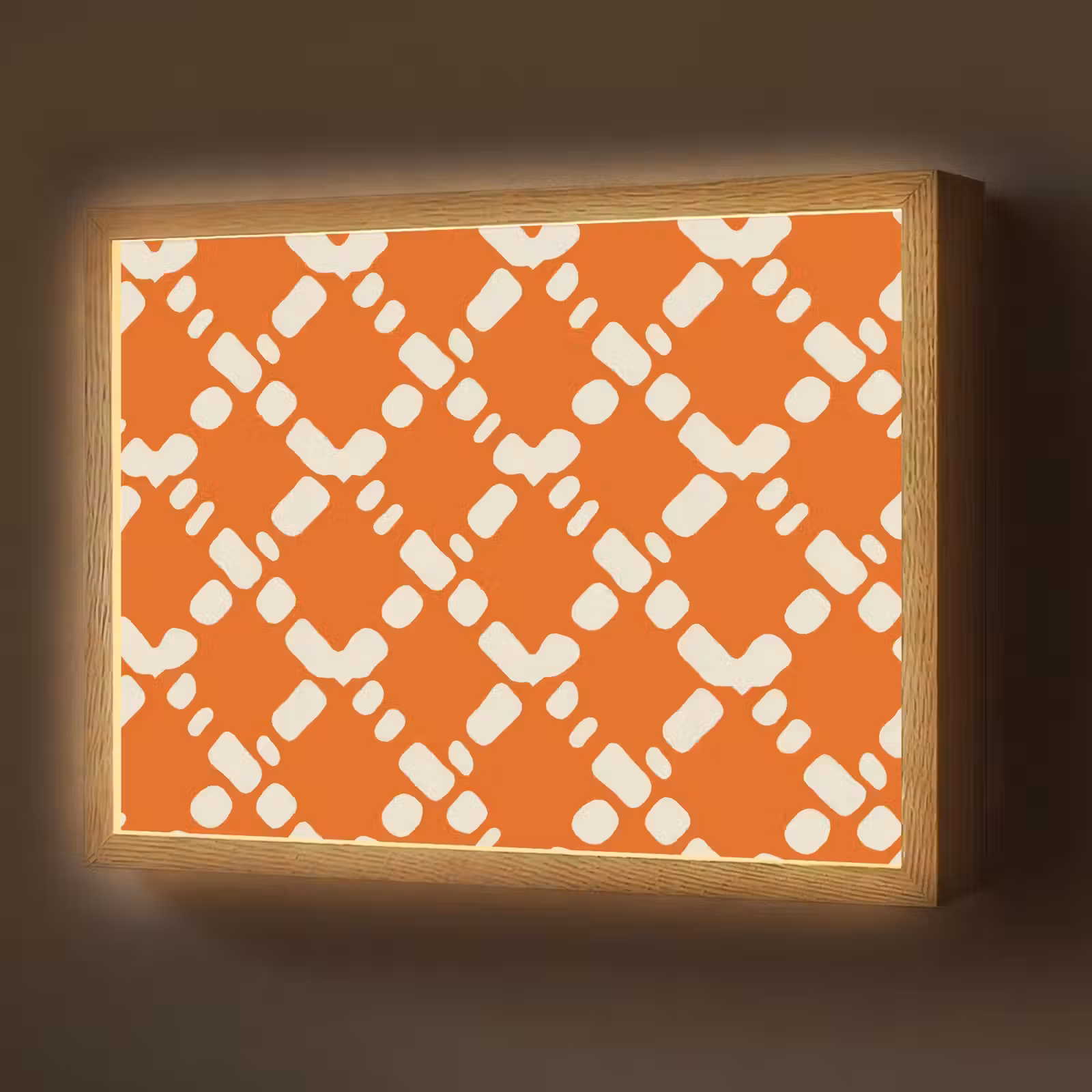 Lightbox - Wandlamp - Oranje - Ruitpatroon - Wit — 1