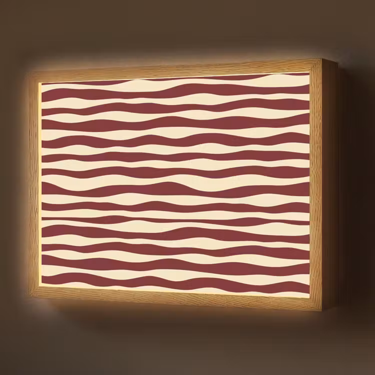 Lightbox - Wandlamp - Golven - Rood - Patroon - Crème — 1