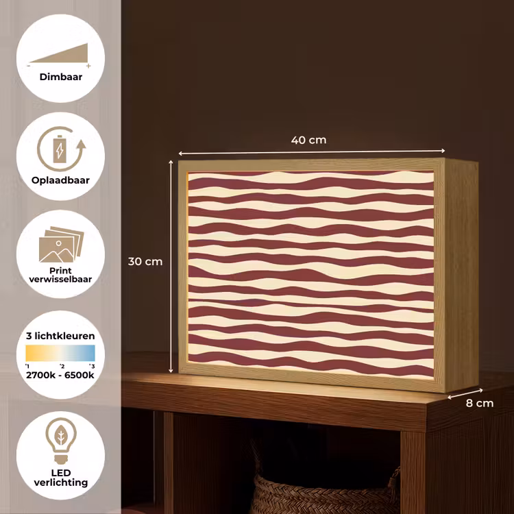 Lightbox - Wandlamp - Golven - Rood - Patroon - Crème — 10