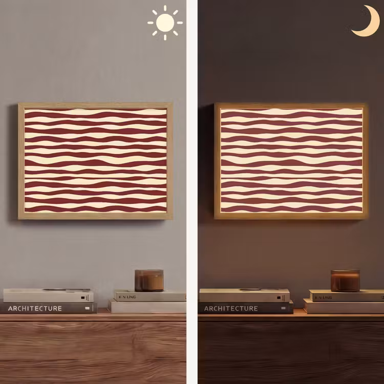 Lightbox - Wandlamp - Golven - Rood - Patroon - Crème — 6
