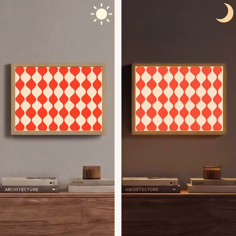 Lightbox - Wandlamp - Golvend patroon - Retro - Rood - Beige — 6