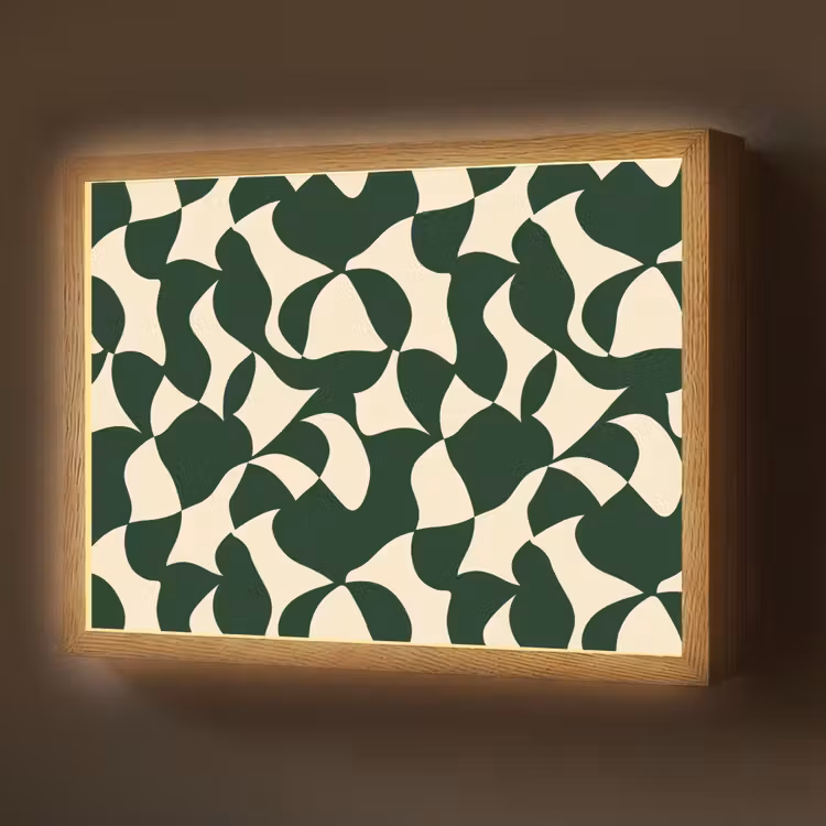 Lightbox - Wandlamp - Groen - Organische vlakken - Crème — 1