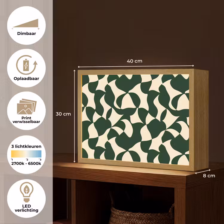 Lightbox - Wandlamp - Groen - Organische vlakken - Crème — 10